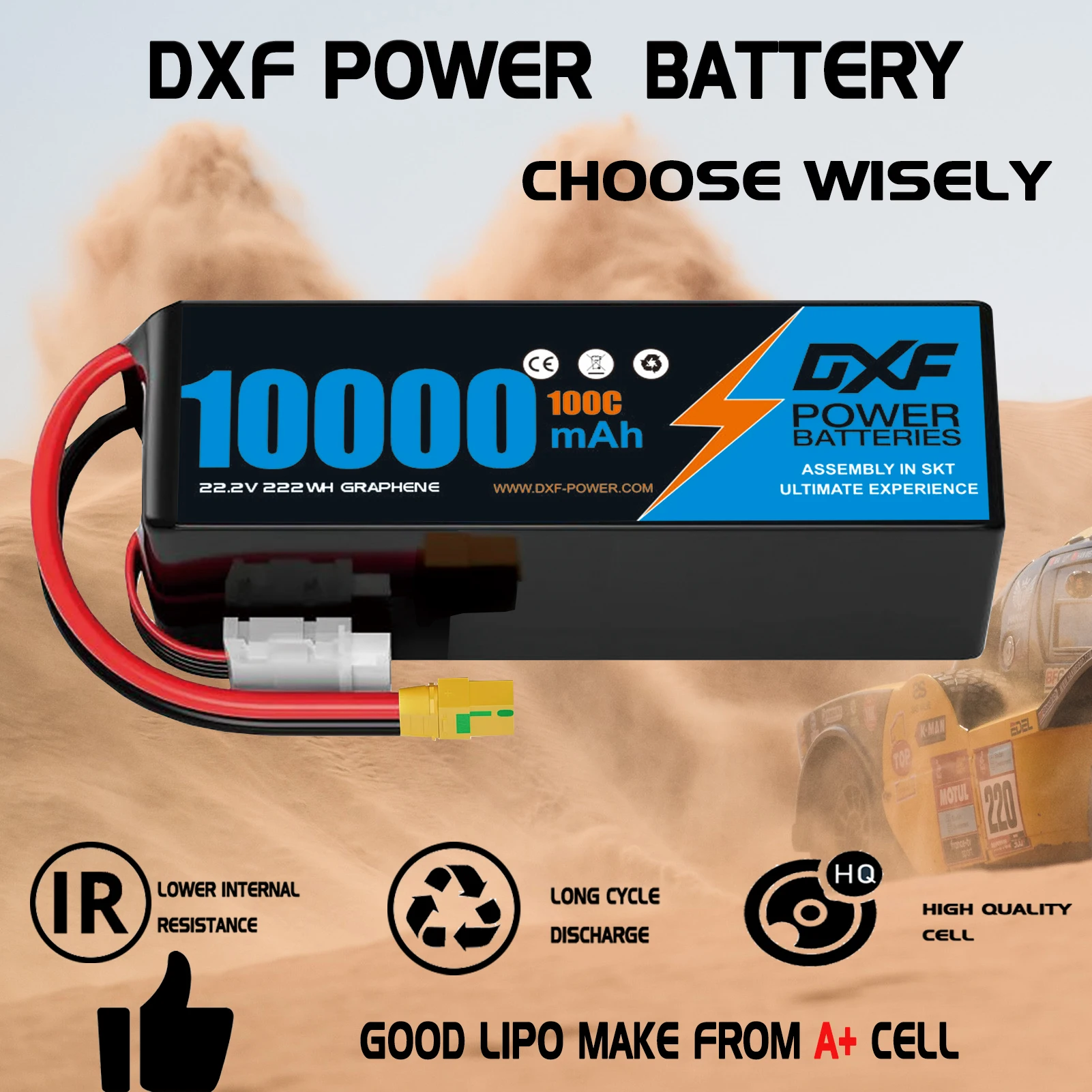 Batería Lipo DXF 6S 10000mAh 2 - 6S Lipo Battery 22.2V 5000Mah reseña y precio