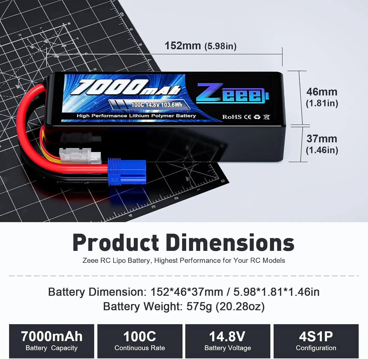 Zeee 4S 7000mAh FPV Drone Lipo - 6S Lipo Battery 22.2V 5000Mah reseña y precio