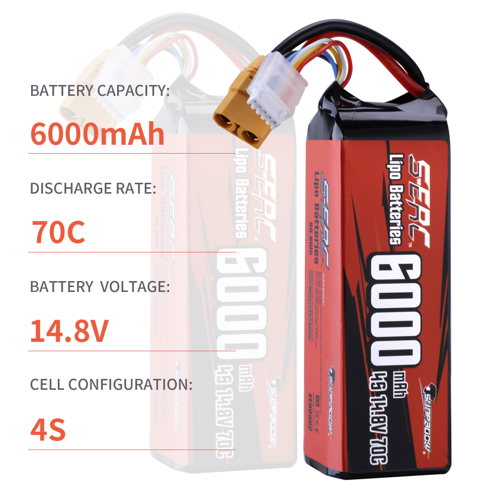 SUNPADOW-batería Lipo de 4S pa - 4S Lipo Battery 14.8V 6000Mah reseña y precio