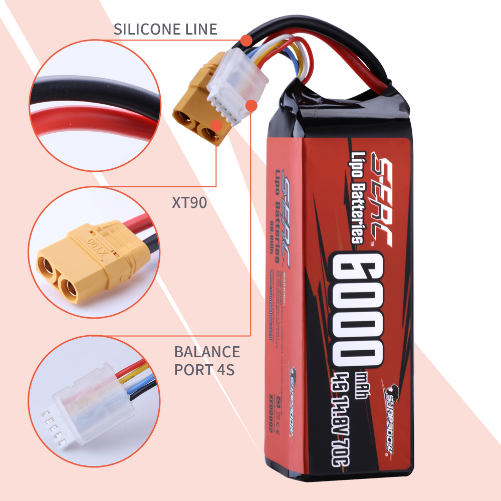 SUNPADOW-batería Lipo de 4S pa - 4S Lipo Battery 14.8V 6000Mah reseña y precio